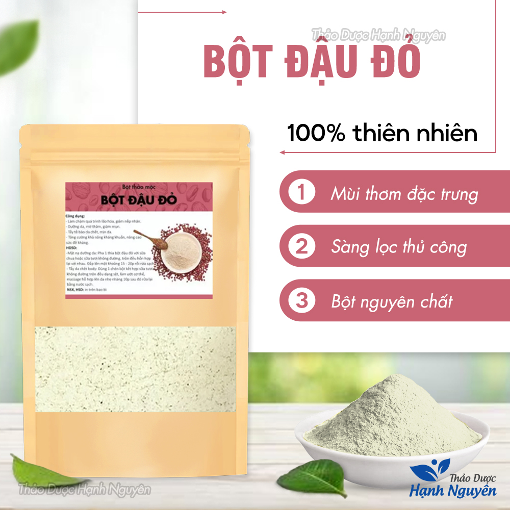 Bột đậu đỏ 100g, nguyên chất, đậu đỏ đã rang thơm, pha uống, đắp mặt nạ dưỡng da, trắng mịn