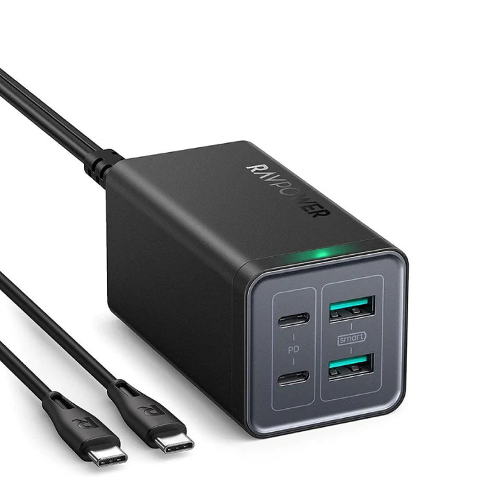 Củ Sạc RAVPOWER 120W GaN Tech RP-PC146 | 4-Port 2C2A | Quick Charge 3.0