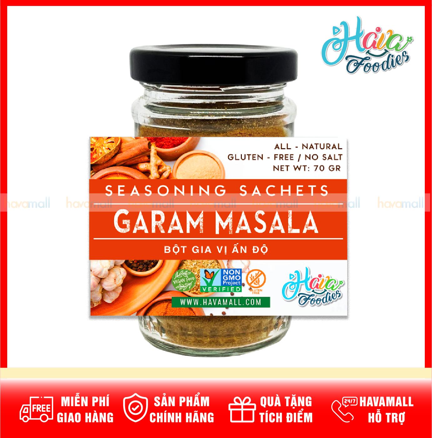 [HOÀN TIỀN MAX 10%][ HÀNG CÔNG TY NHẬP KHẨU ] Bột Gia Vị Ấn Độ Lọ Thuỷ Tinh 70gr - Garam Masala Powder