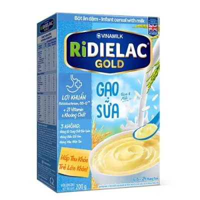 Bột ăn dặm RIDIELAC GOLD đủ loại hộp giấy 200g - Gạo Sữa - 200g