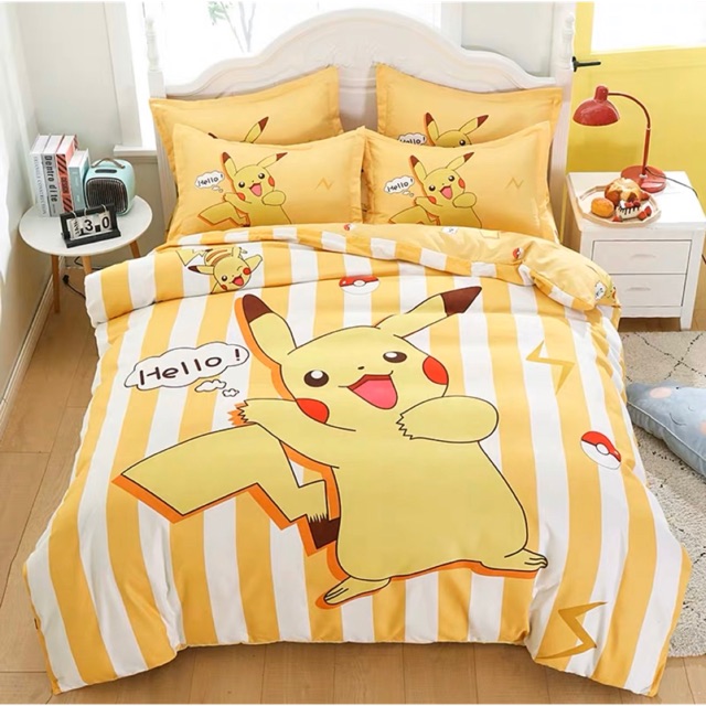 Bộ Chăn Ga Gối Cotton Tina 3D - POKEMON