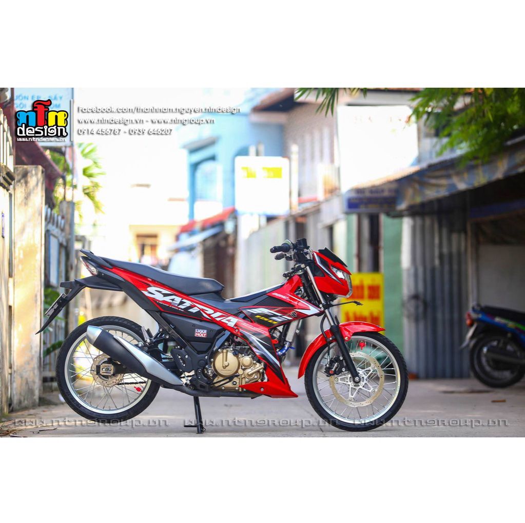 Tem Rời Dán Xe Raider FI Mẫu Đỏ Đen Chữ Satria