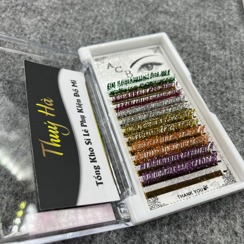 Mi khay Kim Tuyến Mix màu - mi kim tuyến0.10 Mix C (10-15mm)- dụng cụ nối mi_ thúy hà
