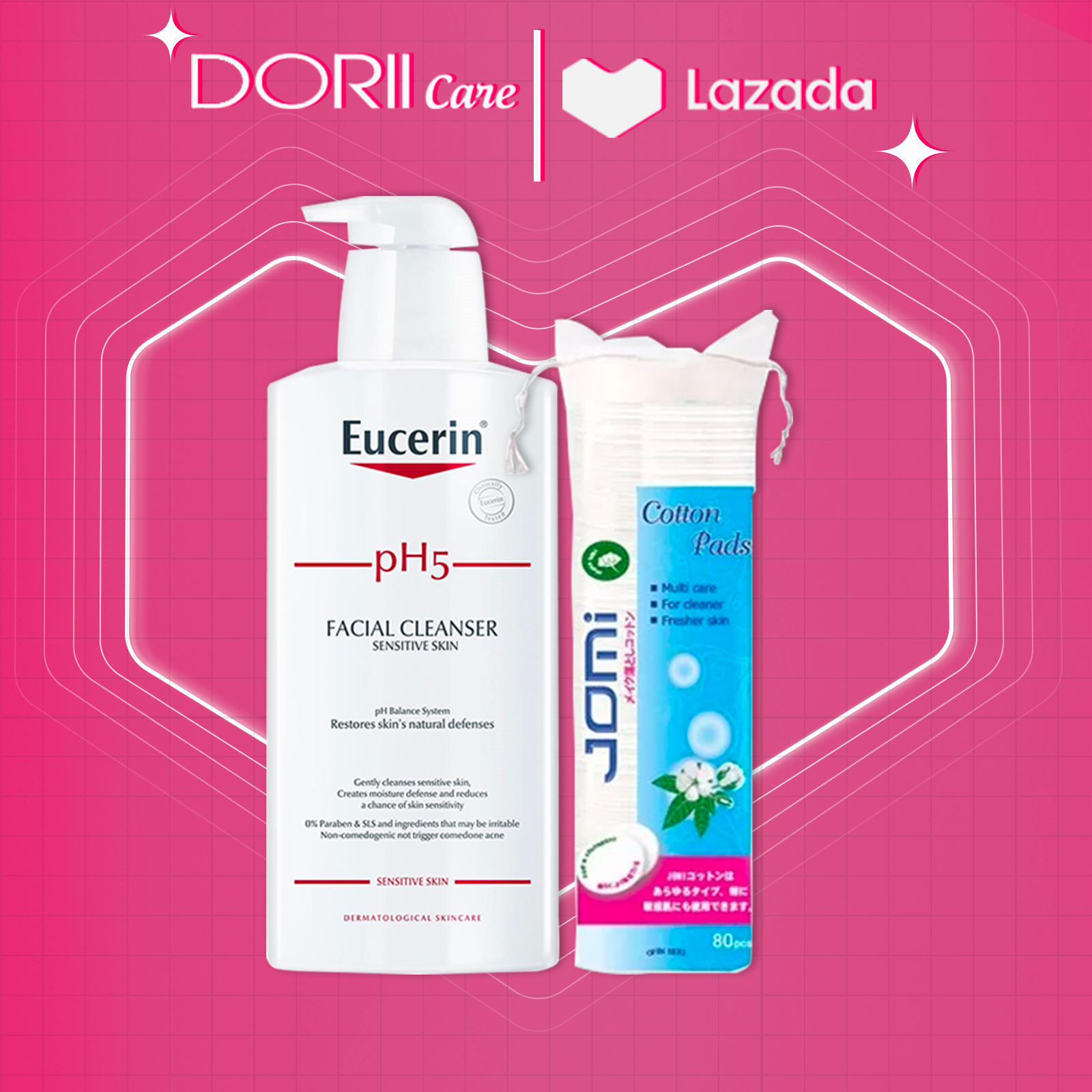 Sữa Rửa Mặt Eucerin PH5 Facial Cleanser Da Nhạy Cảm (400ml) TẶNG bông tẩy trang