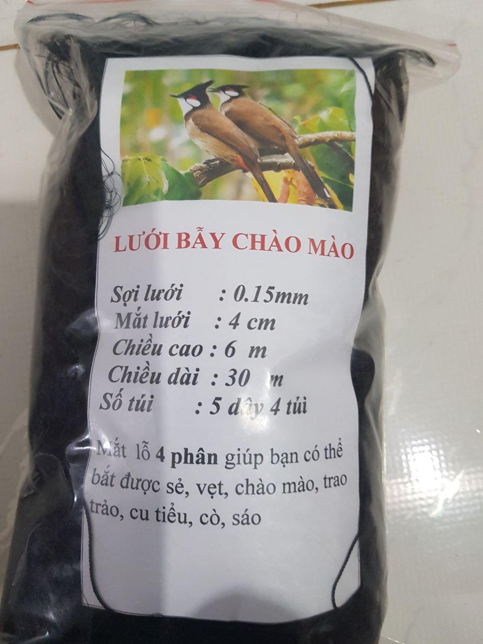 Lưới bẫy chim lỗ  4 Phân dài 30m Bẫy Chim Sẻ, Trao Trảo, Chào Mào,...