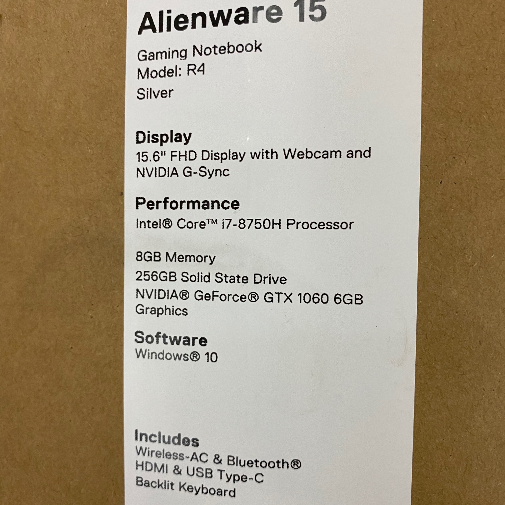 Laptop alienware 15R4
