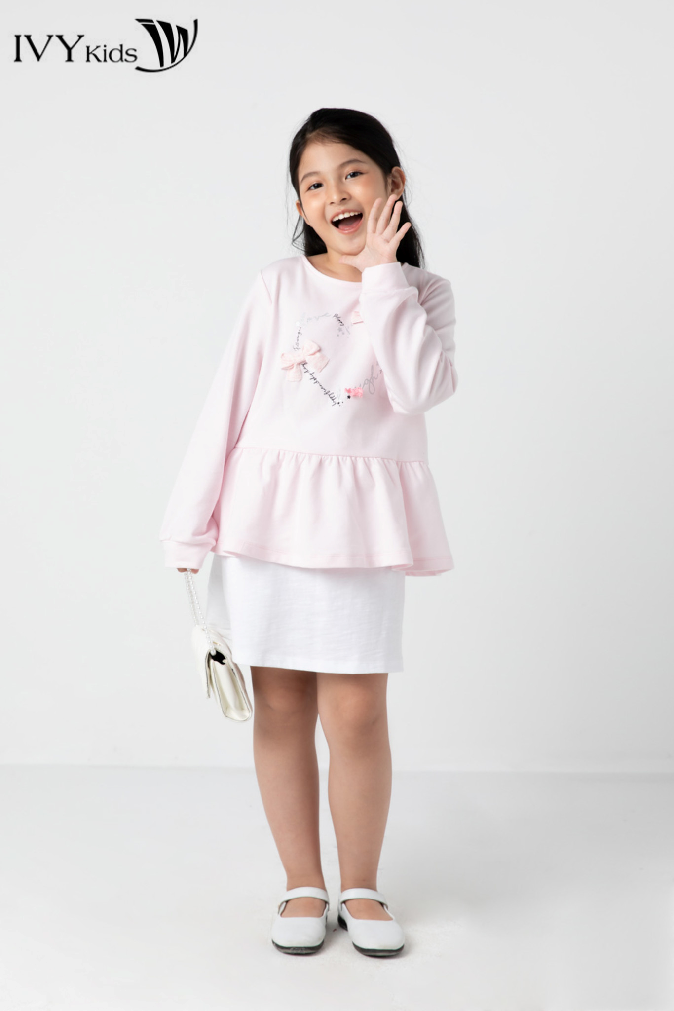 Áo thun trái tim bé gái IVY moda MS 58G1410