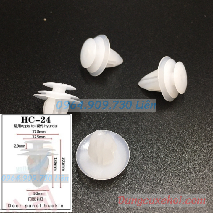Bộ 20 đinh tán, chốt vít nở vit Nhựa Loại 1 cho xe hơi ô tô hyundai Nhựa Nylon Polyme AHC24