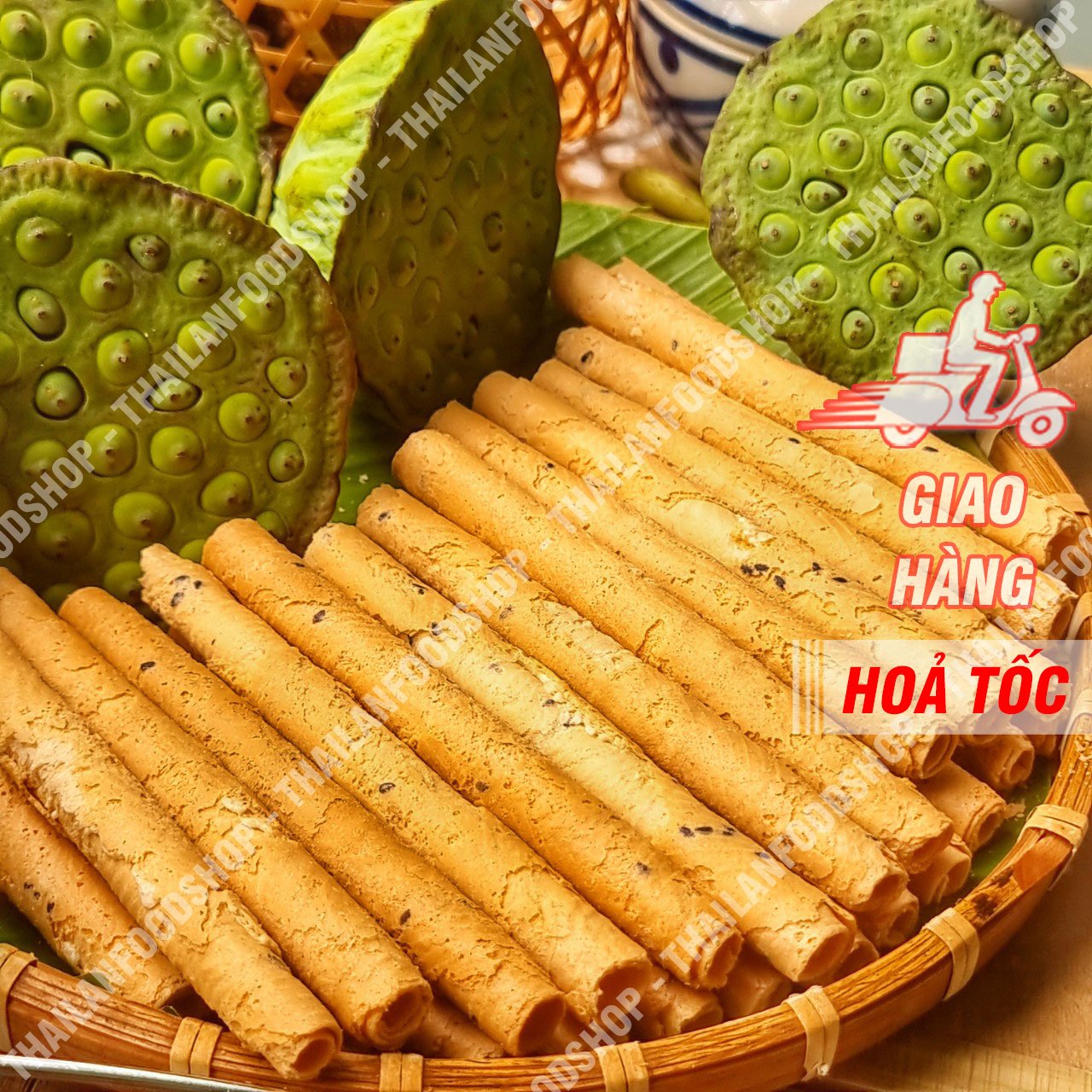 Bánh Ống Mè Nước Cốt Dừa ( Bánh Quế Dừa Hương Vani ) - Lon 250gram