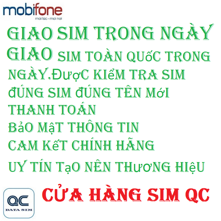 Sim số đẹp mobifone trả trước AABBCC. CHƯA KÍCH HOẠT