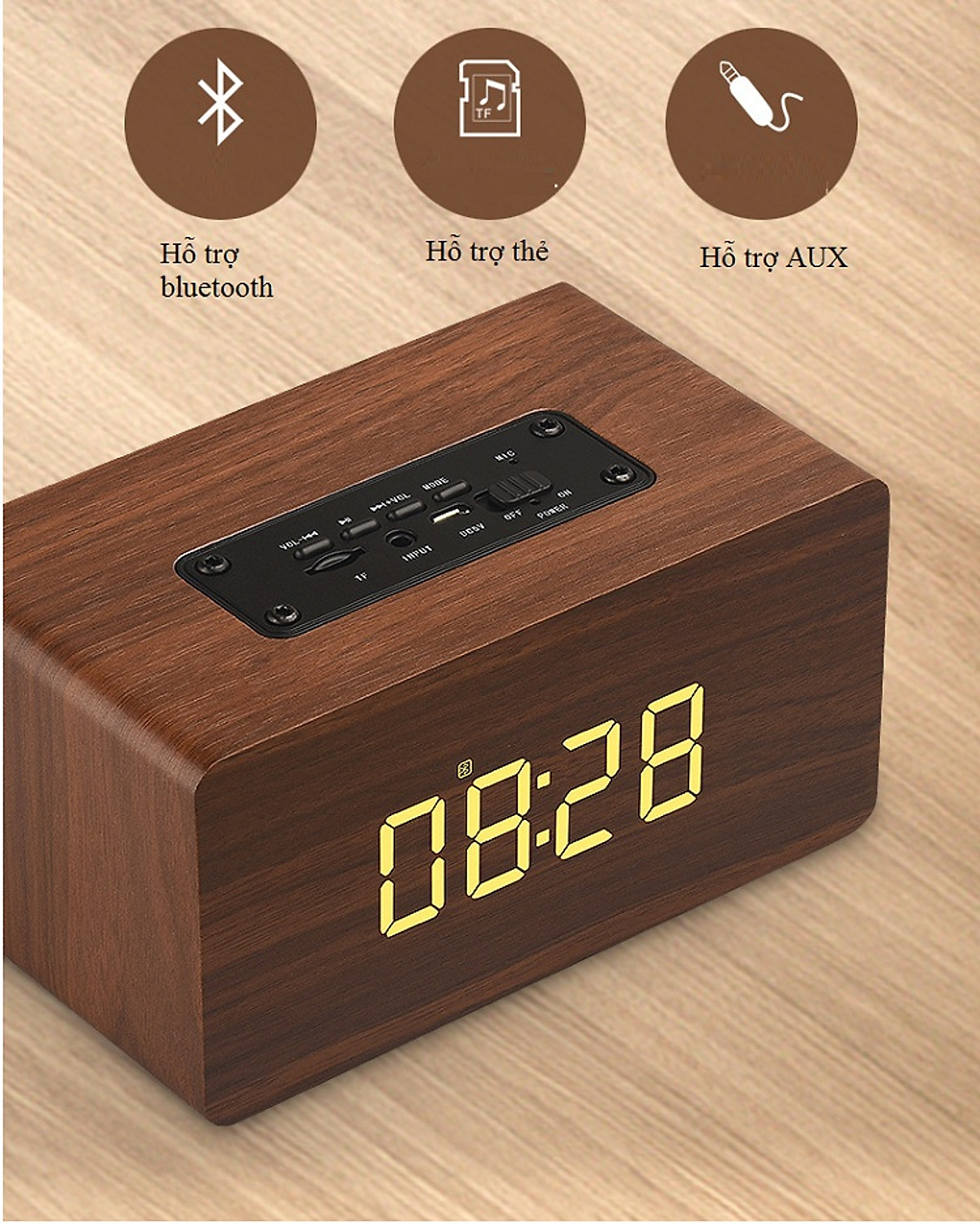 [Có Bảo Hành] LOA BLUETOOTH SIÊU TRẦM CÓ ĐỒNG HỒ W5 - Hàng Nhập Khẩu