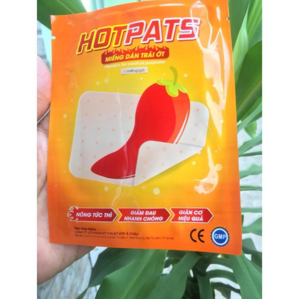 Dán trái ớt hotpats - hộp 7 miếng- nóng tức thì, giảm đau nhanh chóng, giãn cơ hiệu quả|2 miếng