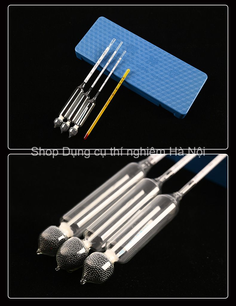 Bộ Cồn kế đo nồng độ rượu, cồn từ 0 đến 100 độ ( tửu kế đo độ rượu, đo độ cồn ) ( dùng cho rượu trắng, rượu gạo...)
