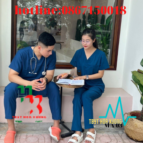 Bộ Scrubs cổ tim phòng mổ, đồng phục Spa, phòng khám, Bác Sĩ, quần áo phòng mổ, đồng phục phẫu thuật màu xanh COBAN