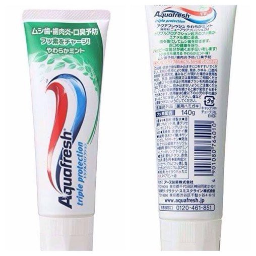 [HCM] KEM ĐÁNH RĂNG AQUAFRESH NỘI ĐỊA NHẬT (HƯƠNG BẠC HÀ MÁT DỊU - TUÝP 140GR)