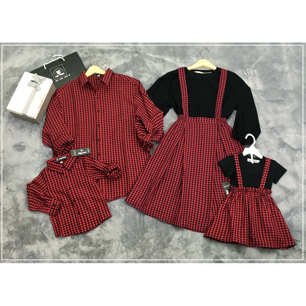 Set gia đình caro đỏ cực hot