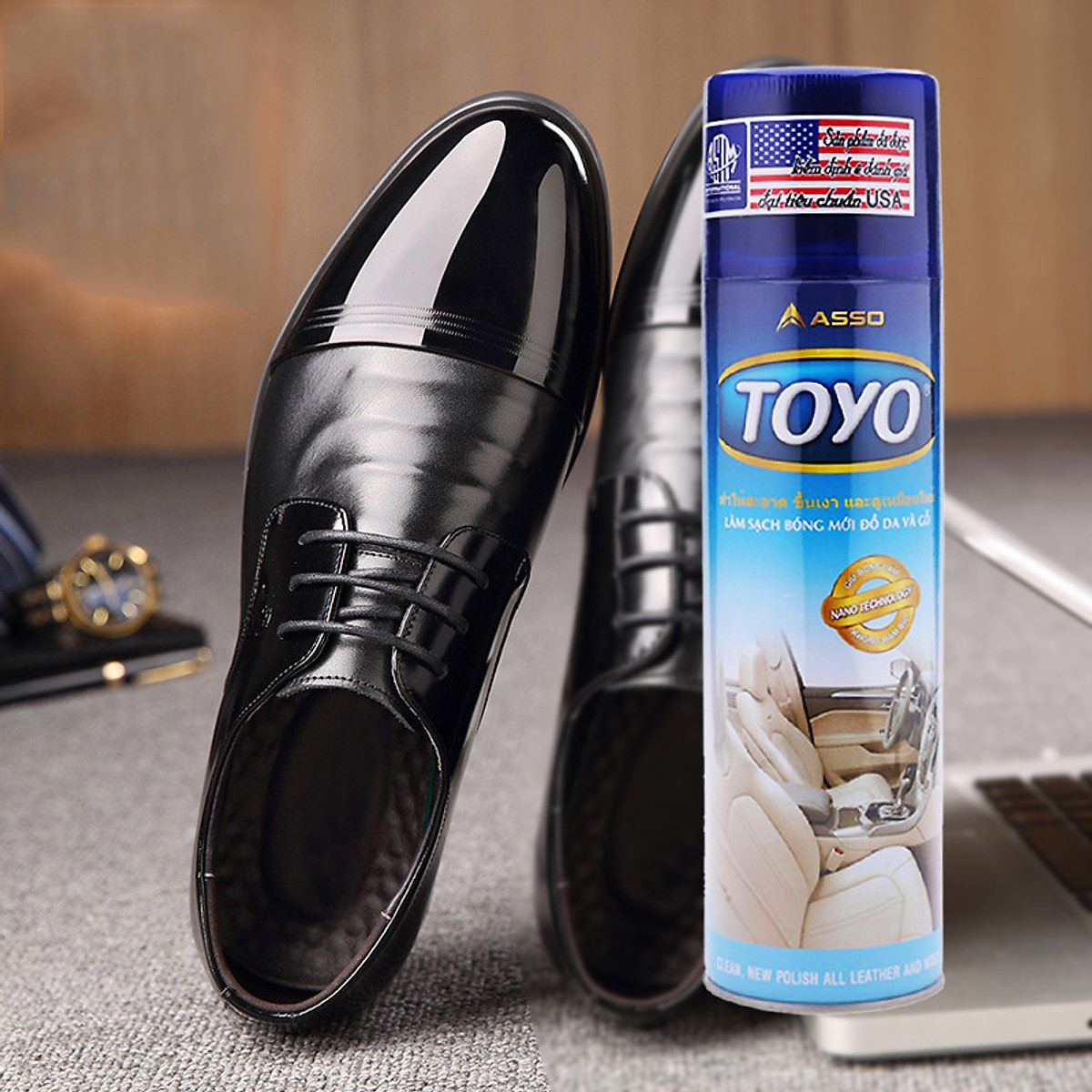 Chai Xịt Làm Bóng Đồ Da Và Gỗ Toyo