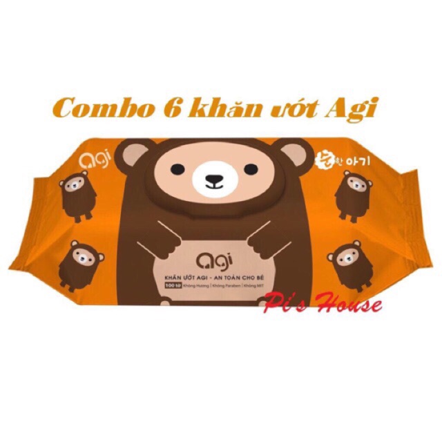 (Hcm) Combo 6 Gói Khăn Ướt Agi 100 Tờ (Không Quà)