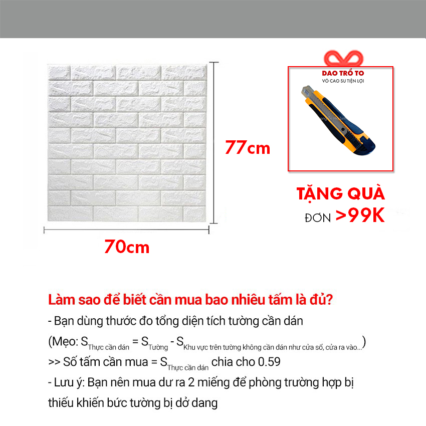 Tấm xốp dán tường giả gạch 3d nhiều màu dày 3.5mm giá rẻ - Trang Trí Hà Linh