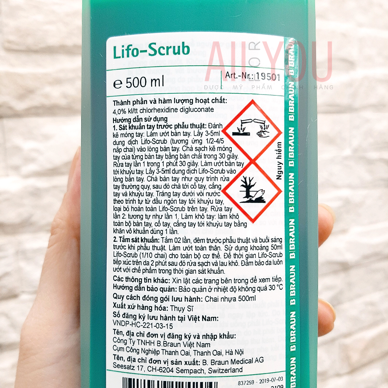 [CHÍNH HÃNG] [DATE 3/2024] B BRAUN Lifo Scrub 500mL - Dung Dịch Sát Khuẩn.