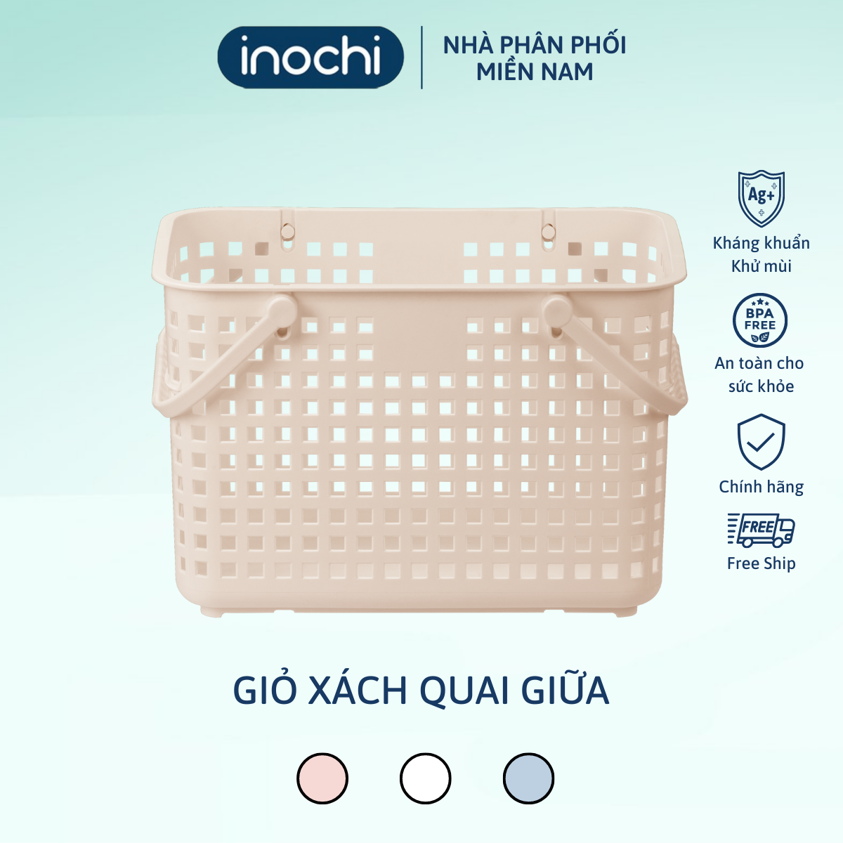 Giỏ xách quai giữa Nachi (CÓ NẮP) - Giao màu ngẫu nhiên