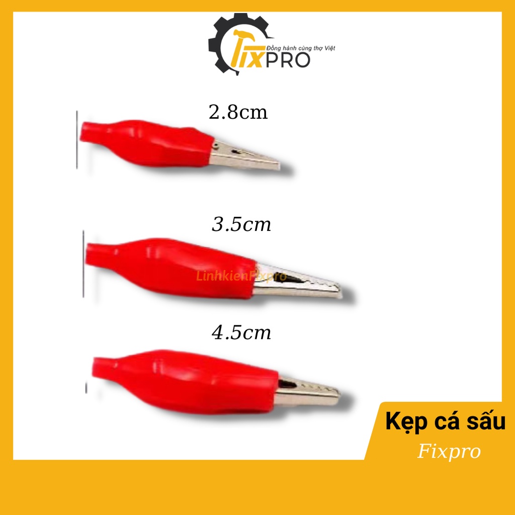 ( 5 chiếc ) Đầu Kẹp Cá Sấu 2 Màu Đỏ Đen Nhiều Kích Thước - Fixpro