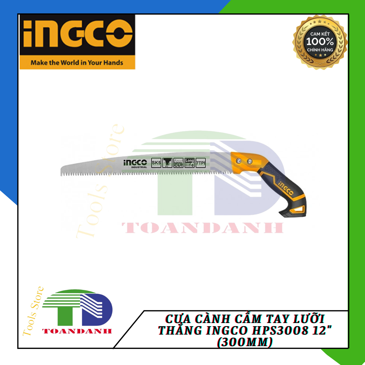 Cưa cành cầm tay lưỡi thẳng hps3008 ingco