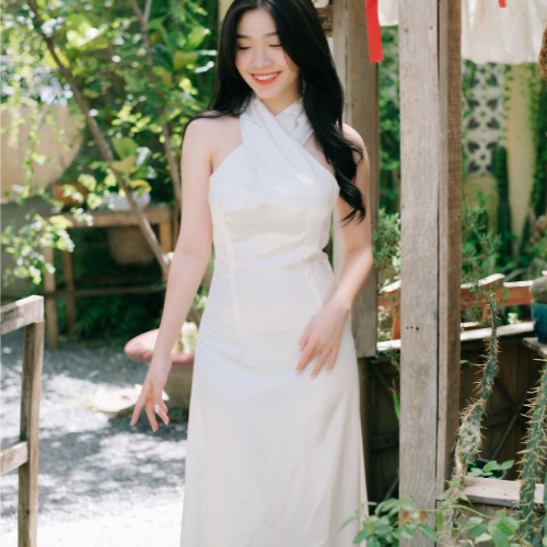 Đầm Lụa Nữ Amie Thiết Kế Cổ Chéo Dáng Dài, Váy Thời Trang Cao Cấp Chất Phi Lụa Sang Chảnh D09