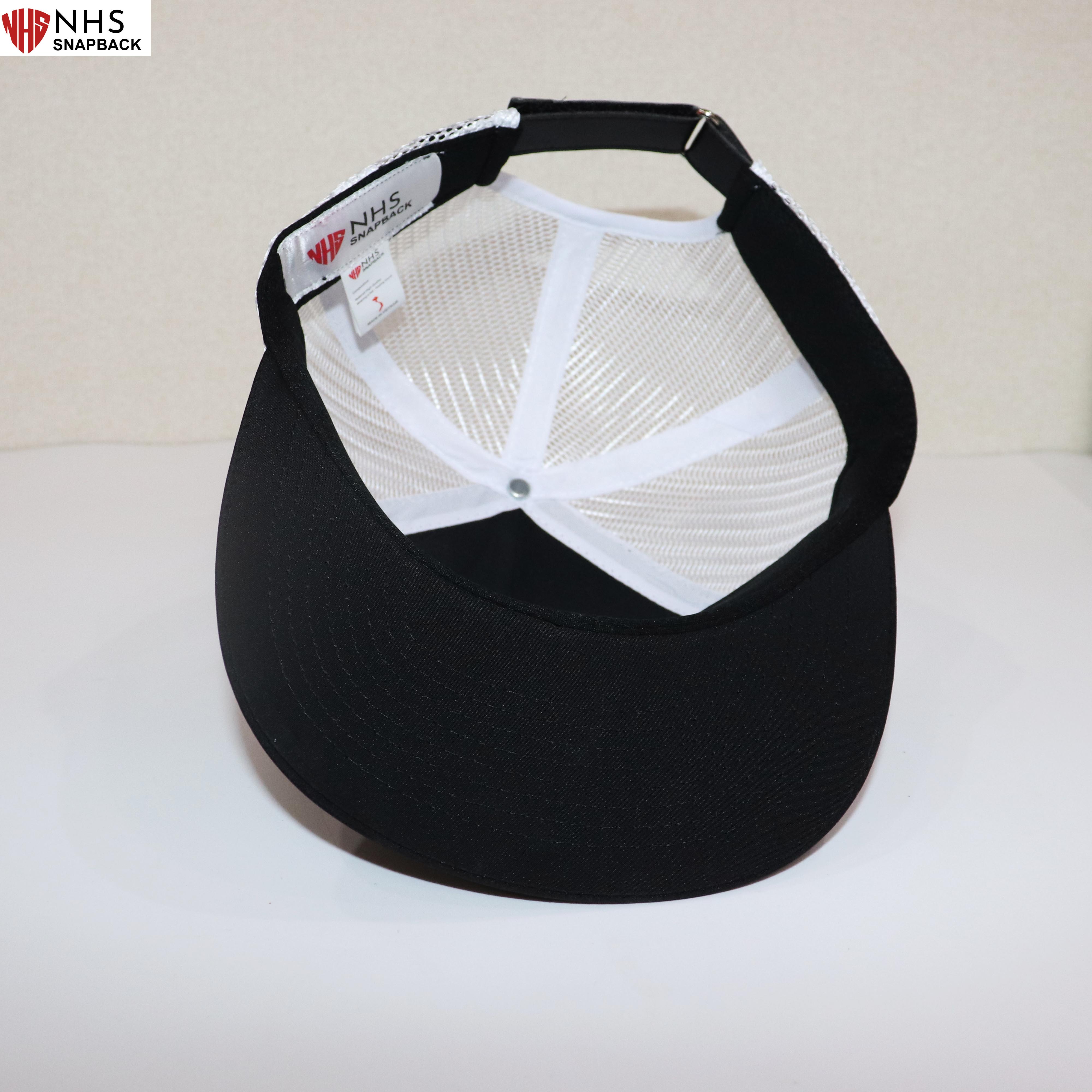 Mũ Snapback NHS Trơn009 Đen Lưới Trắng.