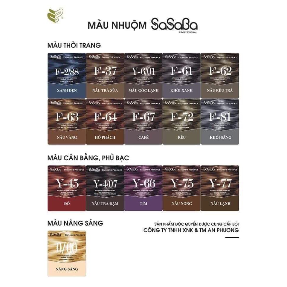 Nhuộm phủ bạc sasaba tự cân bằng nhiều khúc màu - ăn bạc 100%