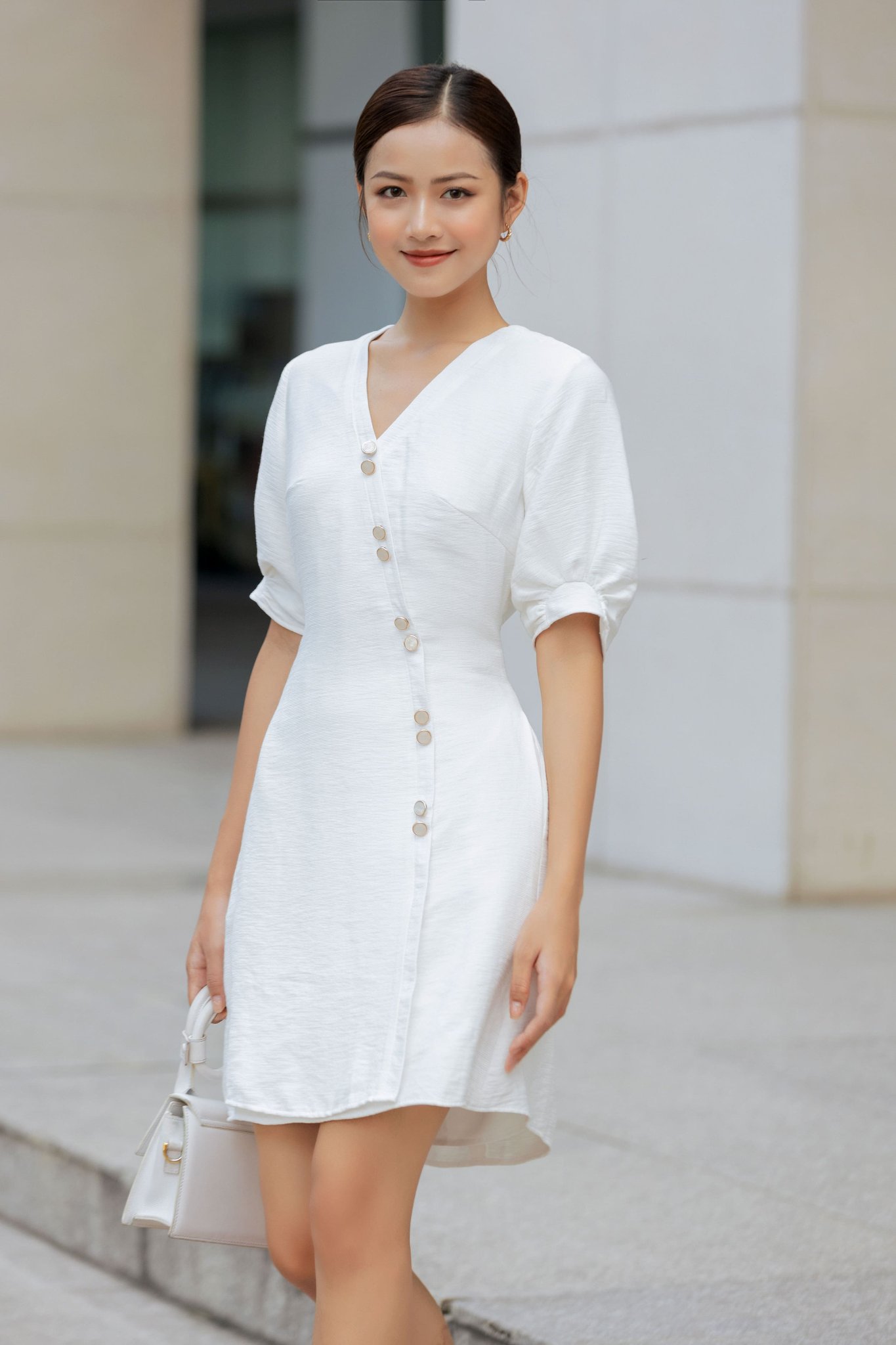 OLV - Đầm Buttoned White Dress