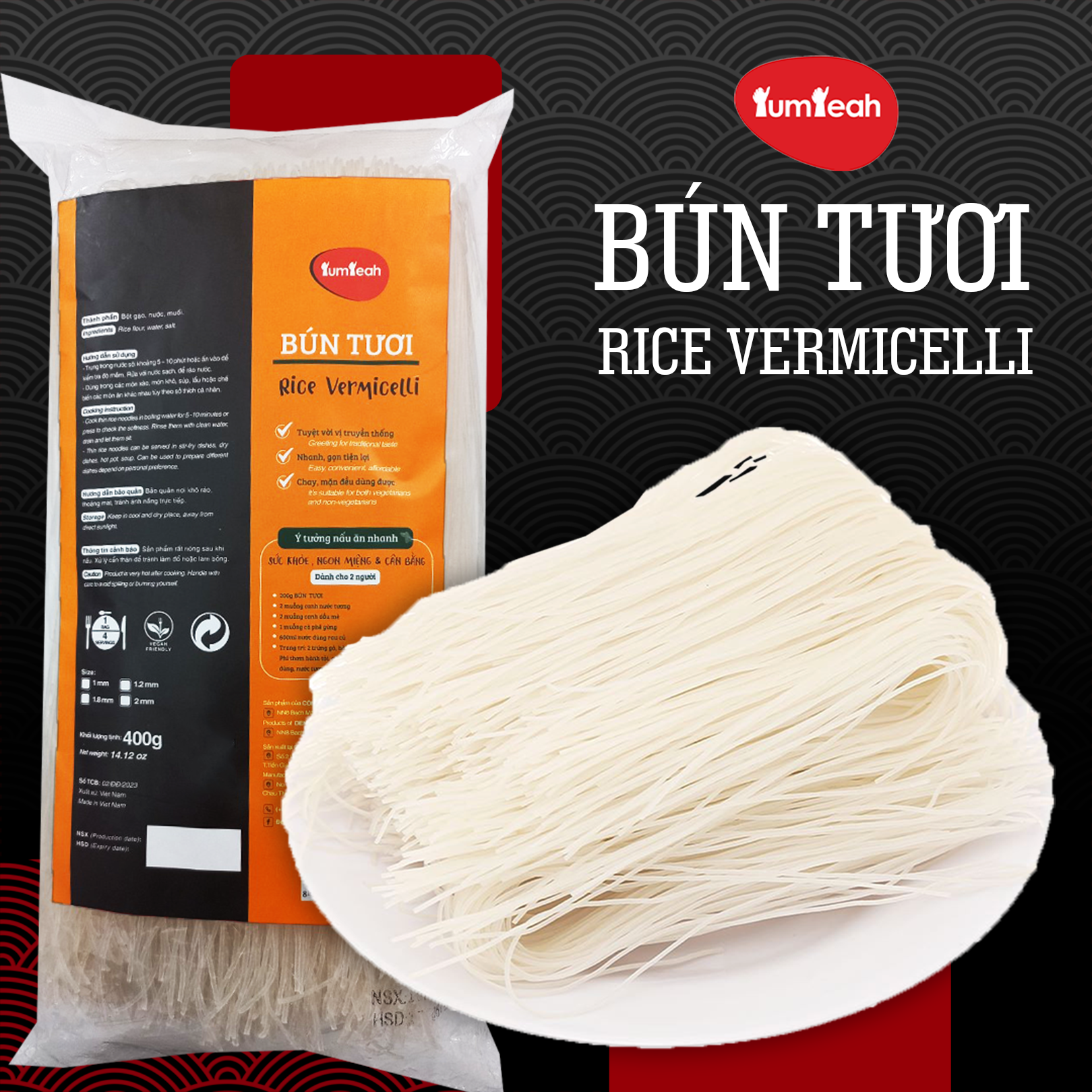 BÚN TƯƠI CUỘN TRẮNG 400g YUMYEAH