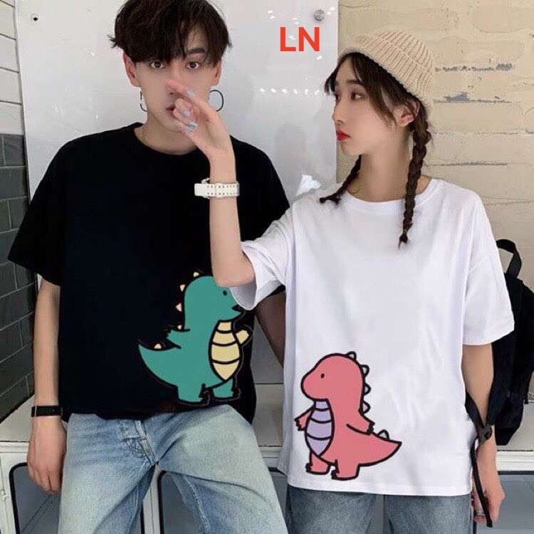 [ SIÊU PHONG CÁCH ] Áo thun đôi(giác đã gồm 2 áo) khủng long đen trắng . LOZITAR . { HÀNG ĐẸP } áo đôi nam nữ, áo cặp nam nữ