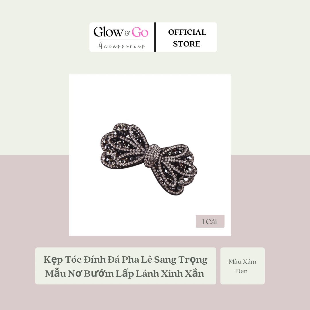 Kẹp tóc đính đá pha lê sang trọng mẫu nơ bướm lấp lánh xinh xắn