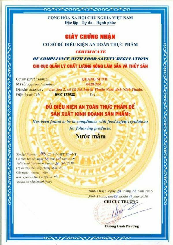 Nước mắm Quang Minh 50 độ ( Thùng 6 chai 250ml)