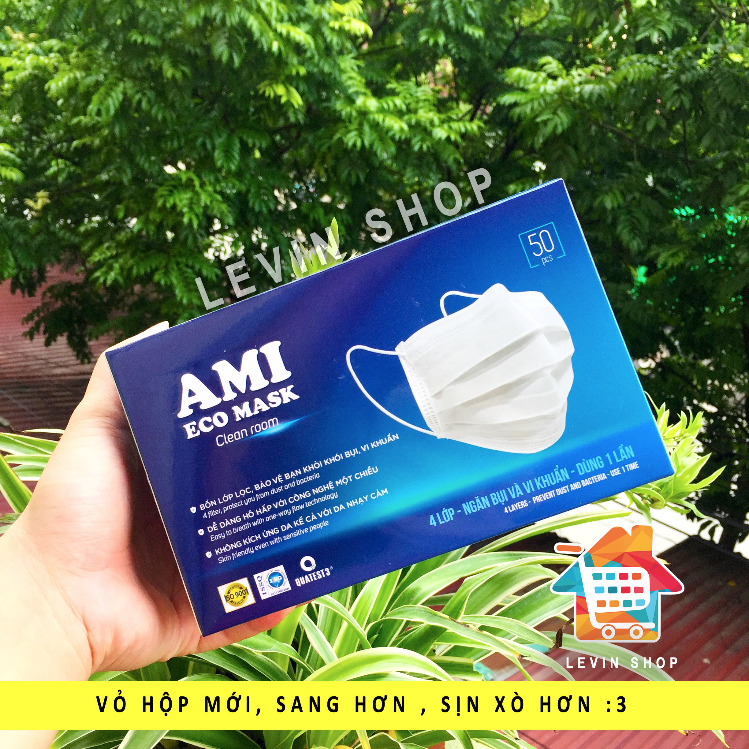 [Hộp 50 chiếc] [4 lớp] [Màu trắng] Khẩu trang y tế Ami