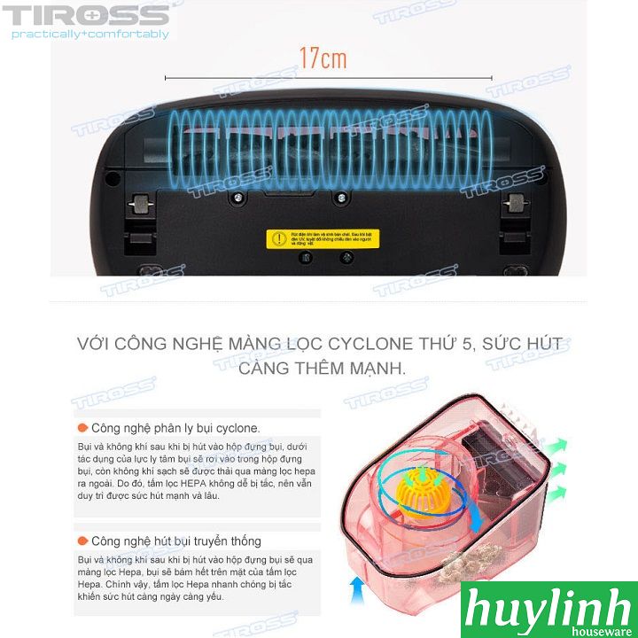 [HCM]Máy hút bụi trên giường nệm sofa Tiross TS9302