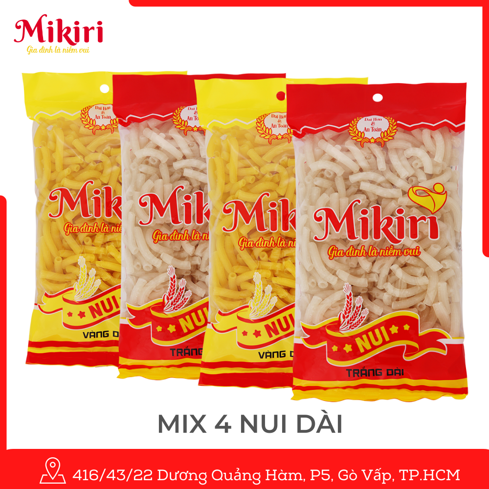 MUA 3 TẶNG 1 - Bộ 4 túi Nui Dài Mikiri x 400g cao cấp - nguyên liệu nấu ăn thơm ngon