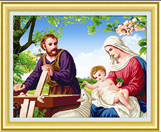 Tranh thêu chữ thập chúa tranh thêu chữ thập gia đình chúa màu sắc tươi sáng in hình rõ rẵng dễ thêu