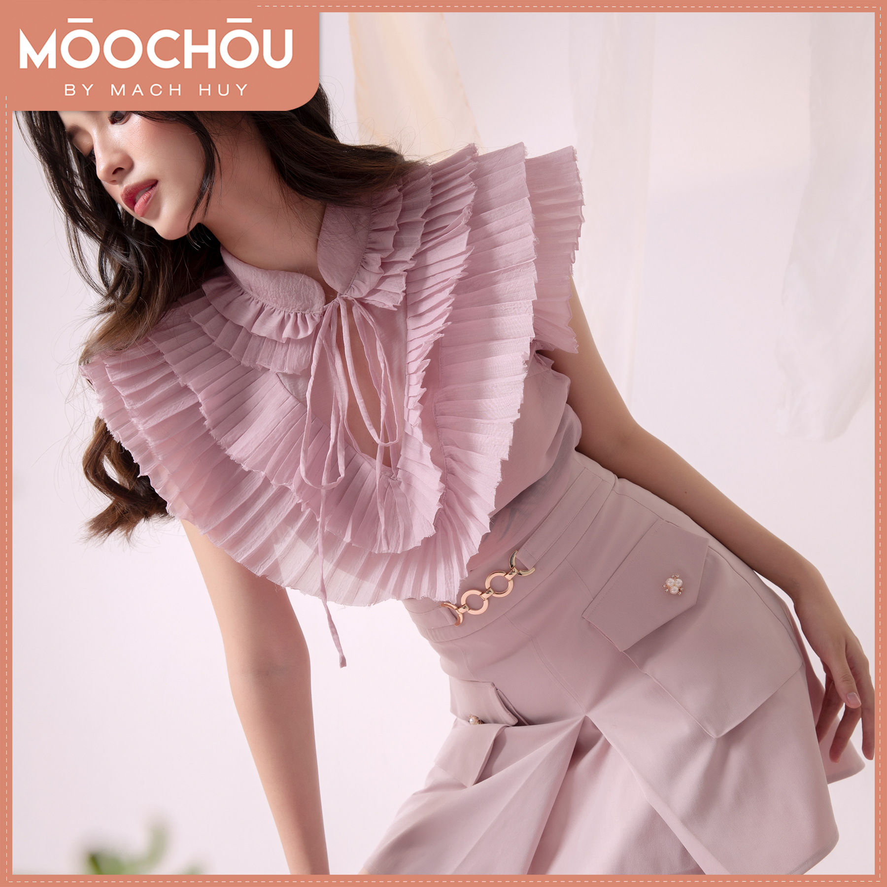 ÁO KIỂU CỔ CÁNH CHIM DORY TOP HỒNG MÔN - MOOCHOU