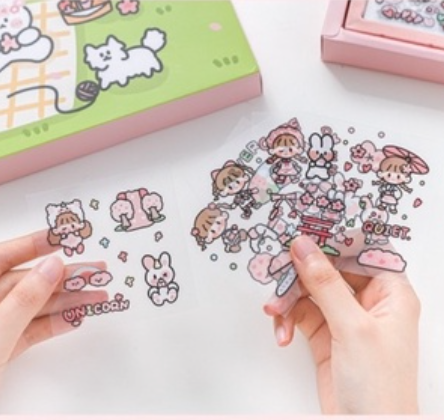 Tặng nhíp gắp - Sticker hộp 900 tấm hình bé gái dễ thương