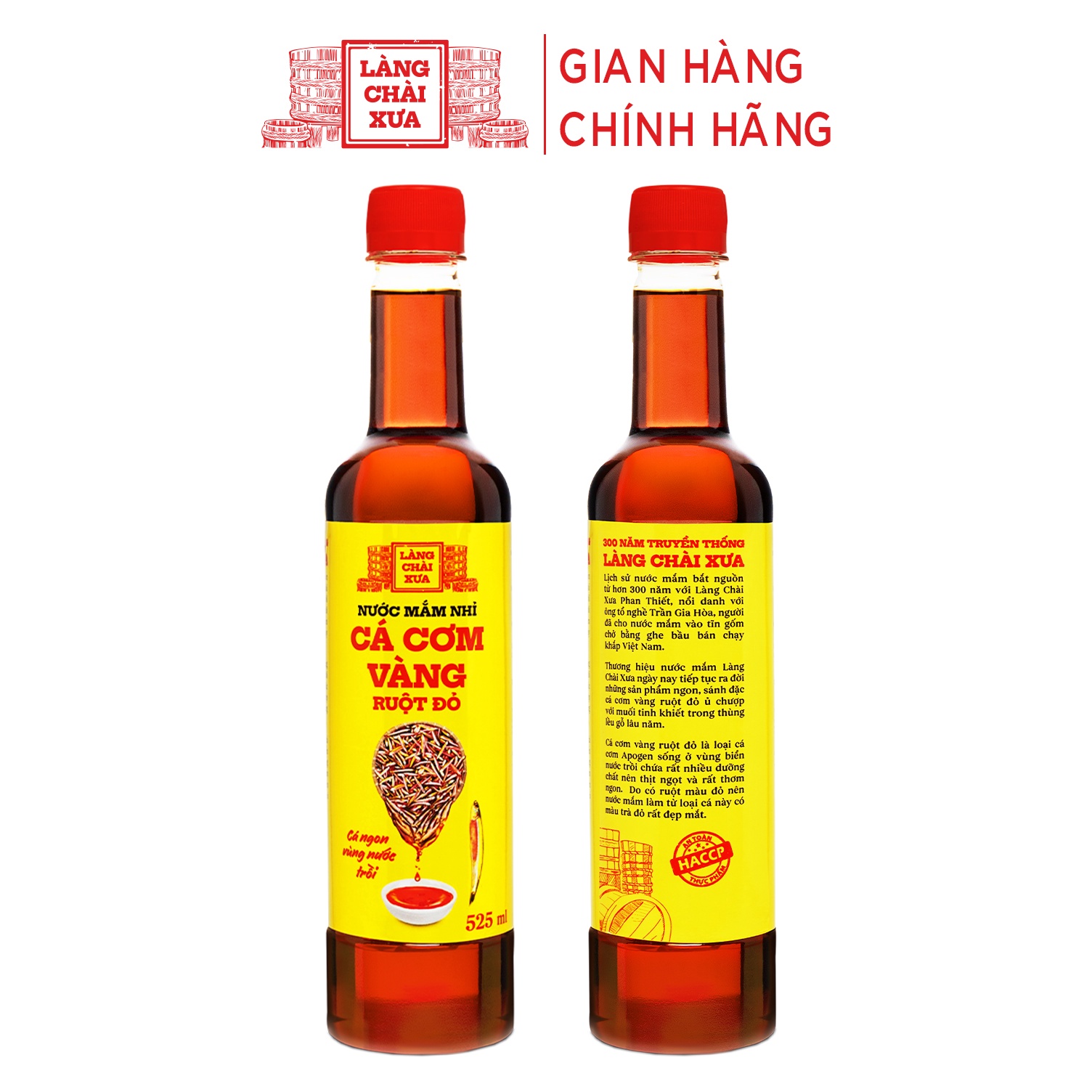 NƯỚC MẮM NHỈ CÁ CƠM VÀNG RUỘT ĐỎ 525ML - LÀNG CHÀI XƯA