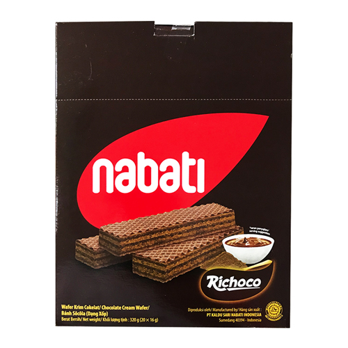Bánh Sôcôla (Dạng Xốp) Richoco Nabati Chocolate Cream Wafer (Hộp 20 thanh x 15g)