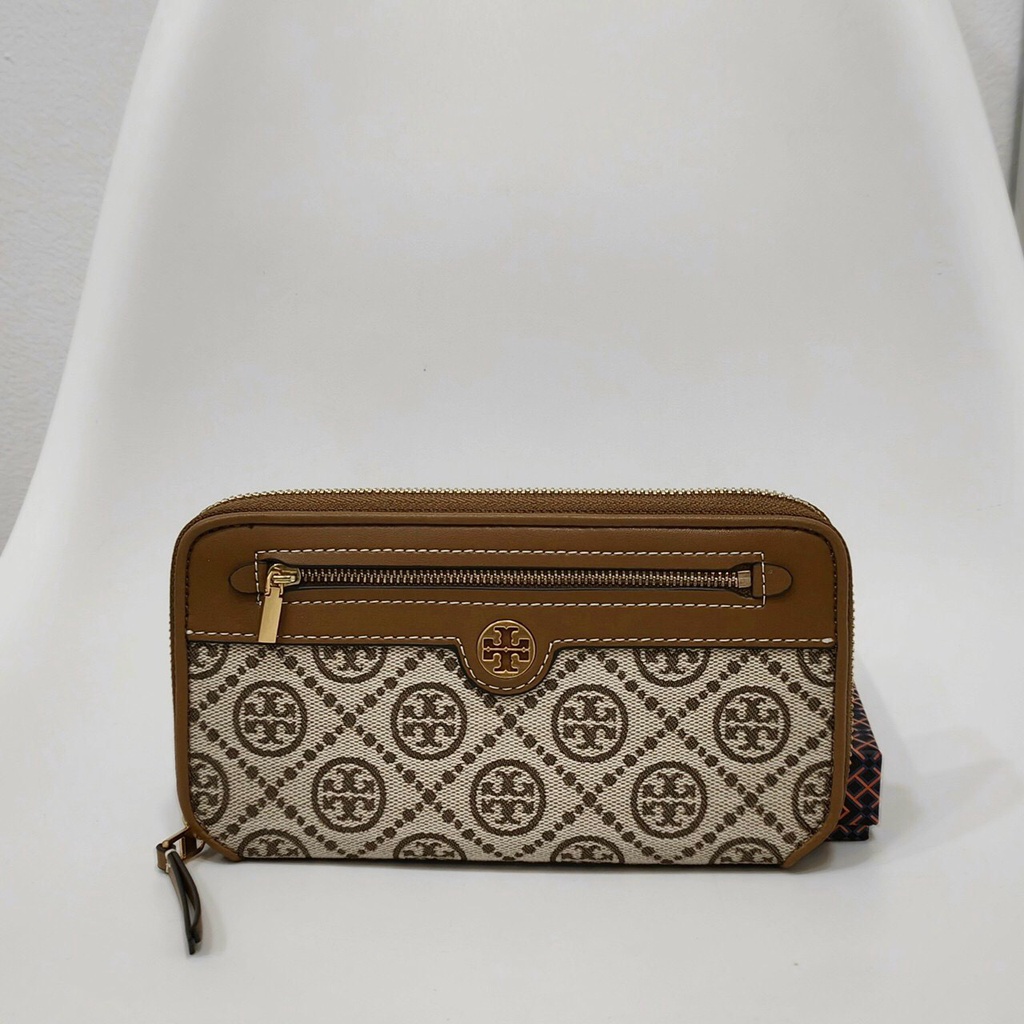 [FULL BOX] Tory Burch- T Monogram Jacquard Zip Continental Wallet 793