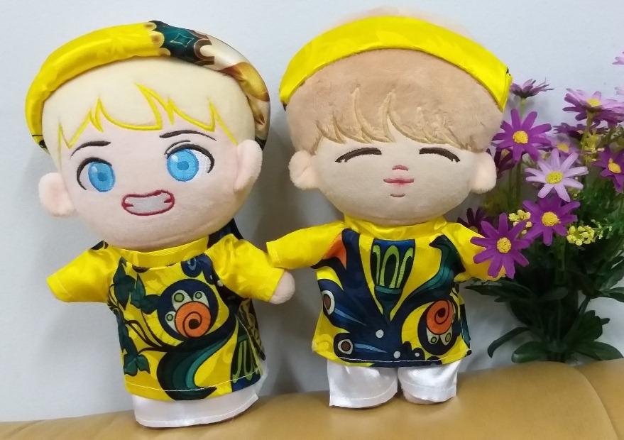 Outfit doll 20 kpop áo dài gấm vàng