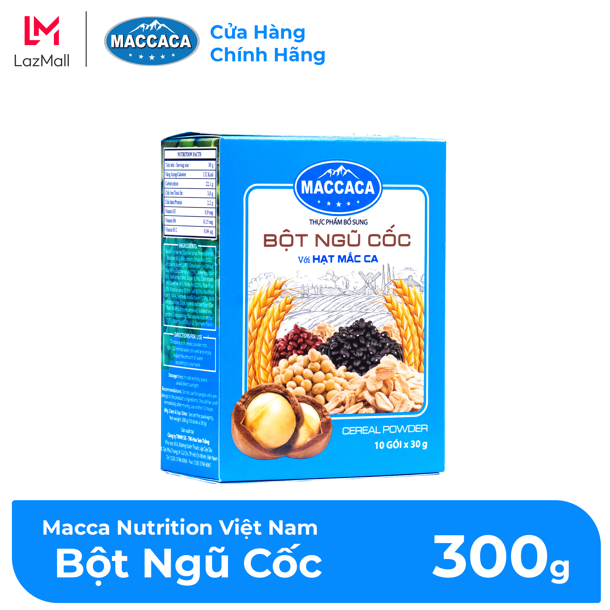 Maccaca  Bột Ngũ Cốc với hạt Mắc ca
