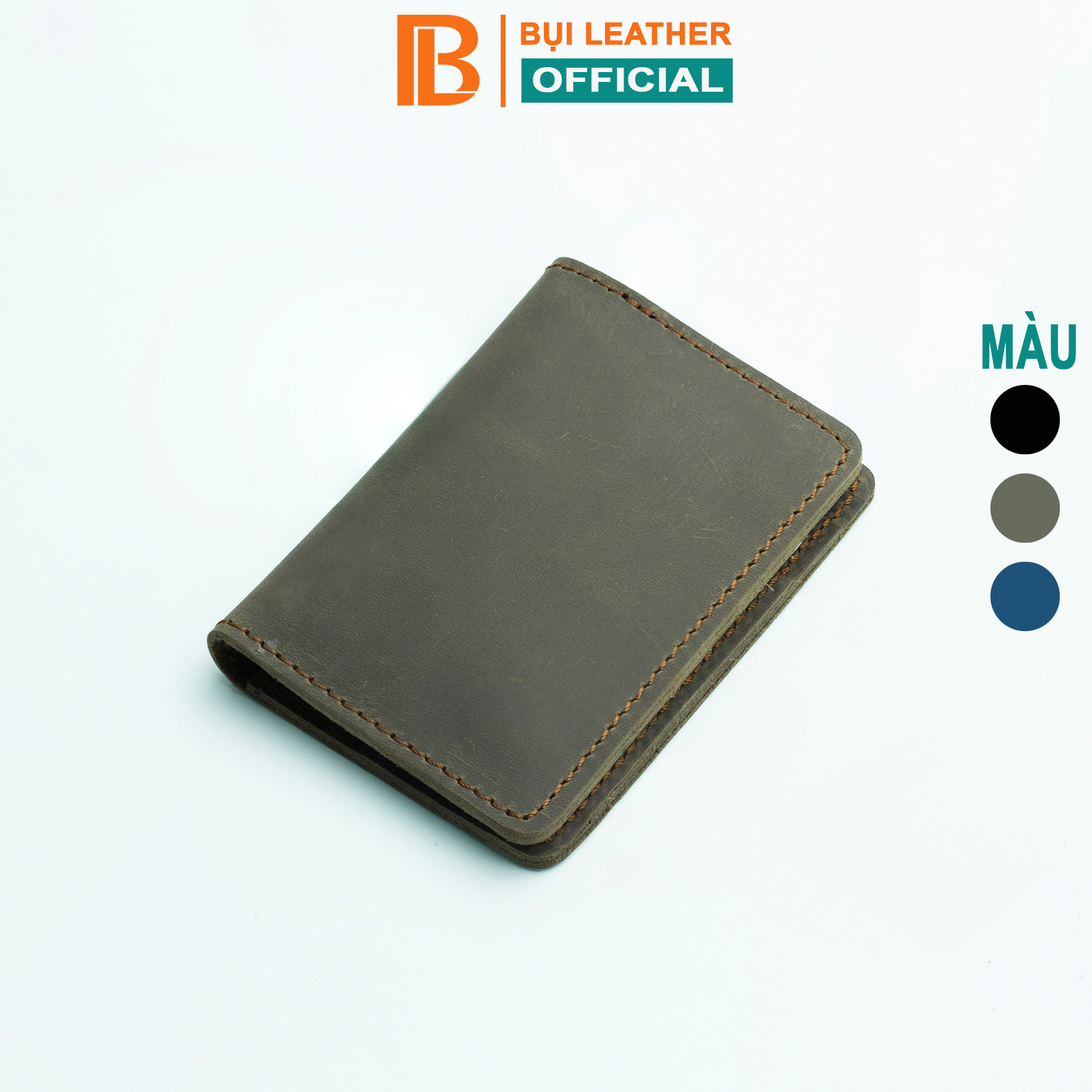 Ví đựng thẻ da bò sáp ngựa điên Crazyhorse V117 cao cấp, card holder da thật, đường chỉ may tinh tế, ví mini nam nhỏ gọn, đựng thẻ tiện lợi, fullbox, thương hiệu Bụi leather chuyên đồ da thật,bảo hành