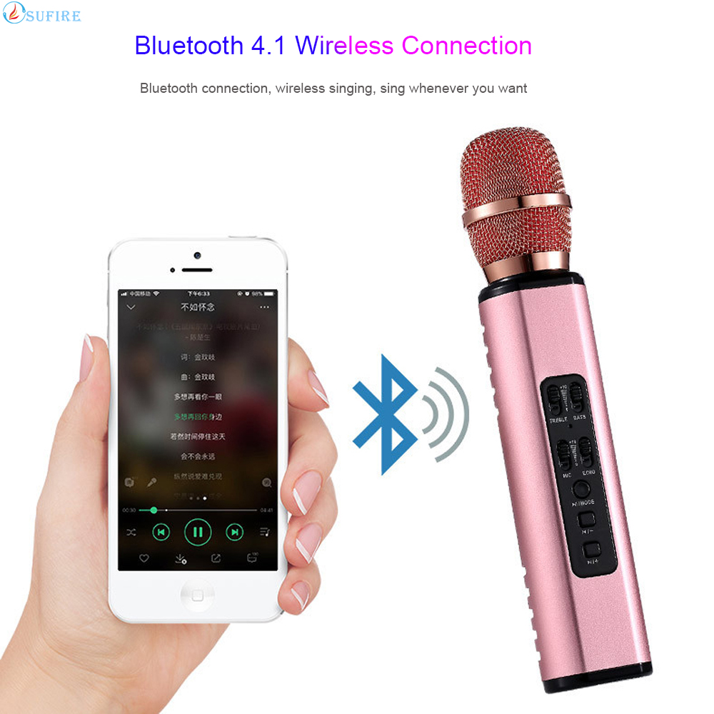 Không dây đa chức năng Bluetooth K Song Micrô với Loa Đôi Micrô Thông minh Di động cho Điện thoại Di động Bluetooth Micrô Không dây Cầm tay K Song Mic USB Mini Home KTV Cho Máy nghe nhạc Hát