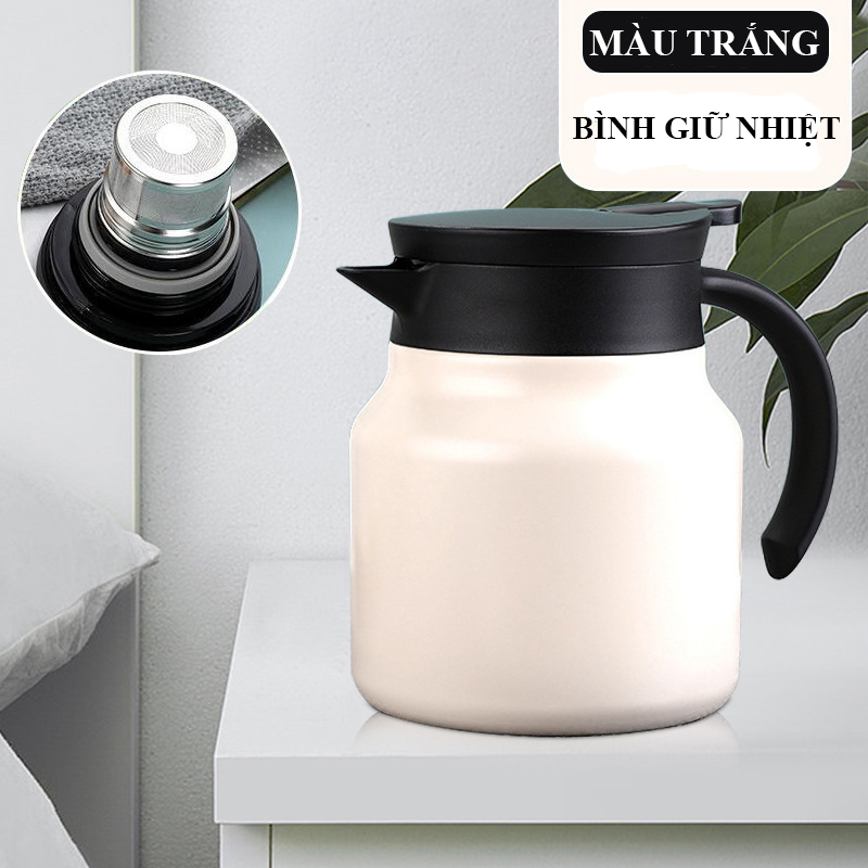 Bình giữ nhiệt có tay cầm, Bình pha trà giữ nhiệt có lưới lọc bằng Inox, Ấm pha trà giữ nhiệt Inox, Dung tích 800ml và 1000ml