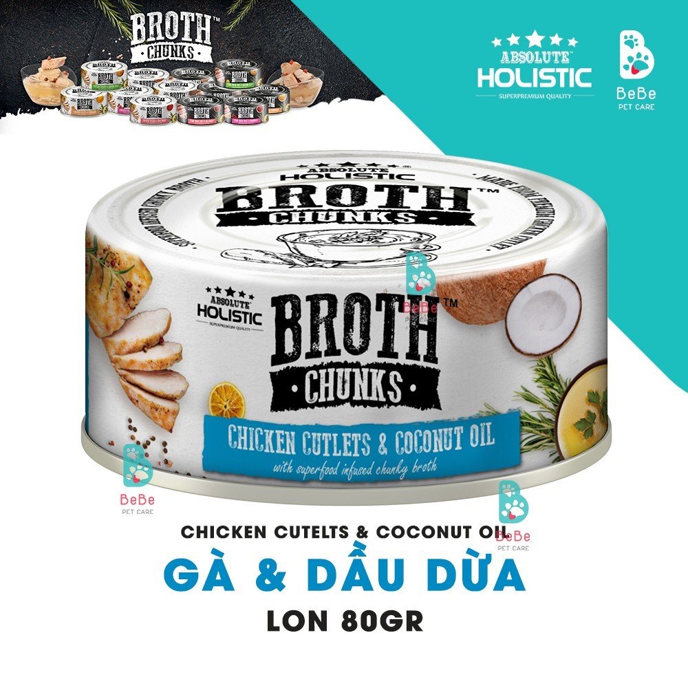 Pate ABSOLUTE HOLISTIC Broth Chunks Dùng Chung Cho Chó Mèo